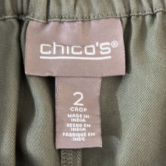 Chico’s Pants Size 2 (12) Green Crop Lightweight Flowy Lyocell - Picture 10 of 12